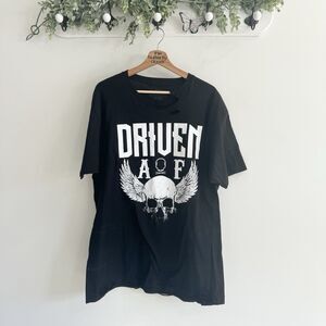 Mens Driven AF T-shirt Skull Distressed Bodybuilding Lifting Pump Cover